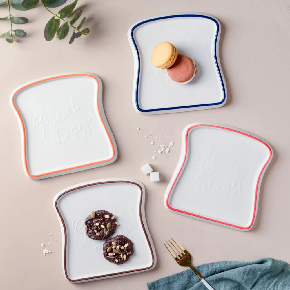 Ceramic Bread Plate Orange Rim - Image 6