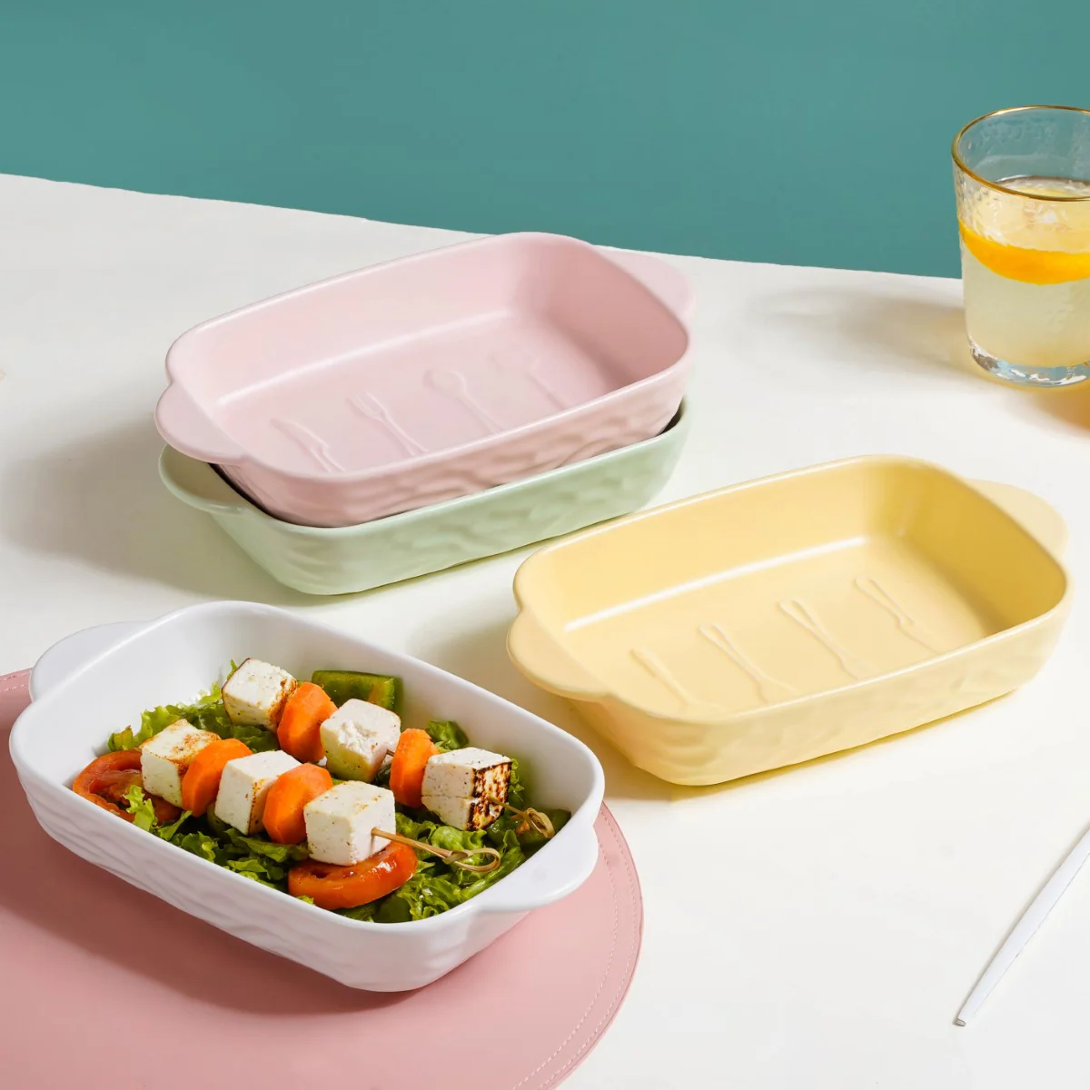 Ceramic Casserole Dish With Double Handle Pink 650 ml - Image 2