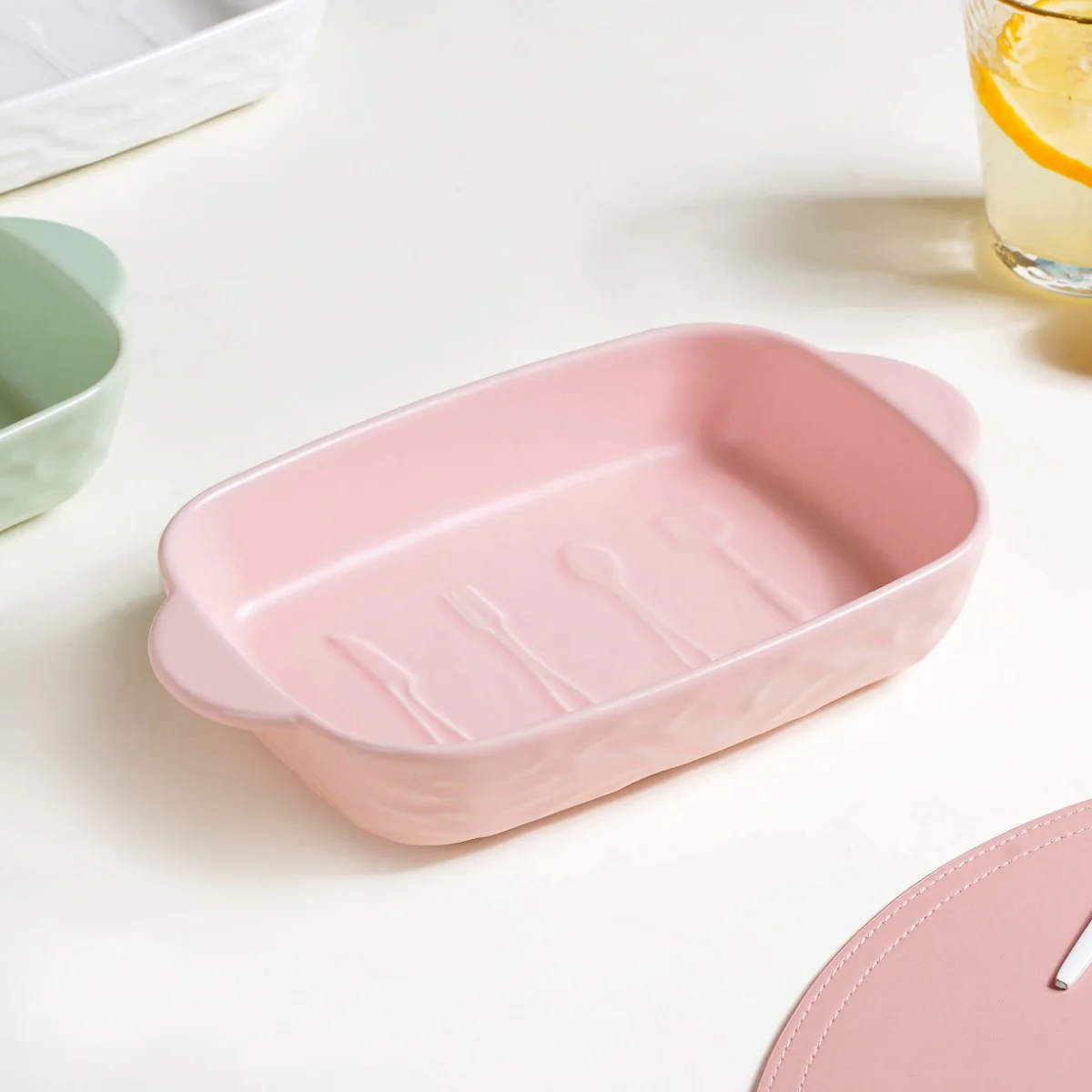 Ceramic Casserole Dish With Double Handle Pink 650 ml - Image 3