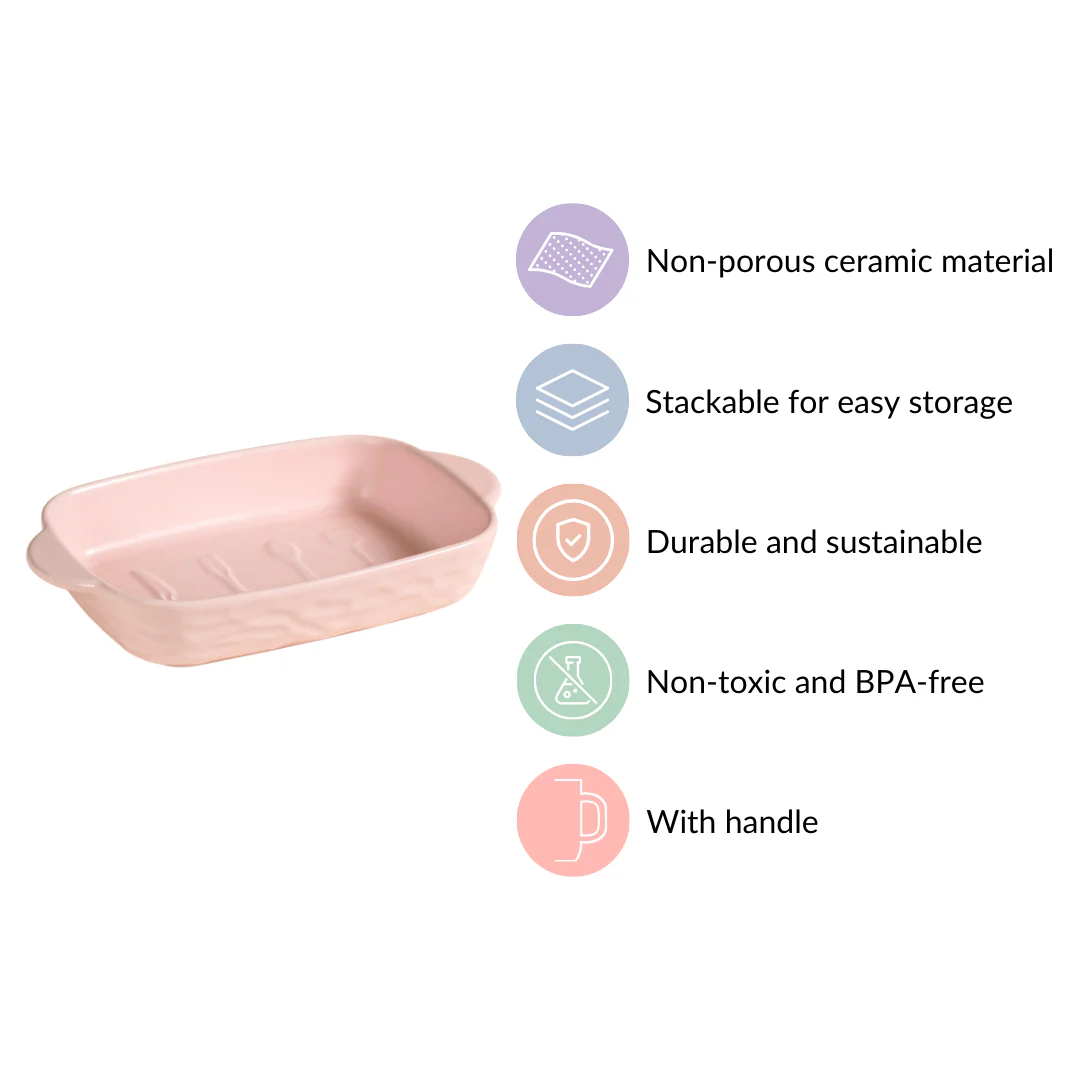Ceramic Casserole Dish With Double Handle Pink 650 ml - Image 7