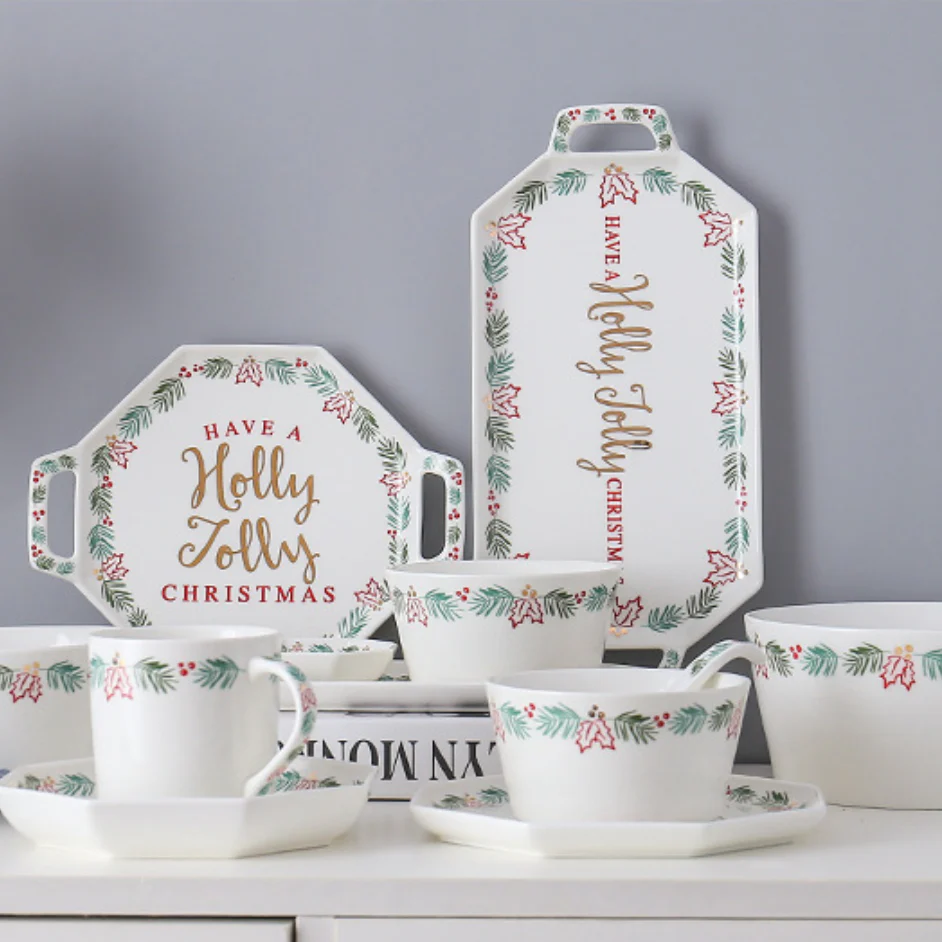 Ceramic Christmas Platter With Handle