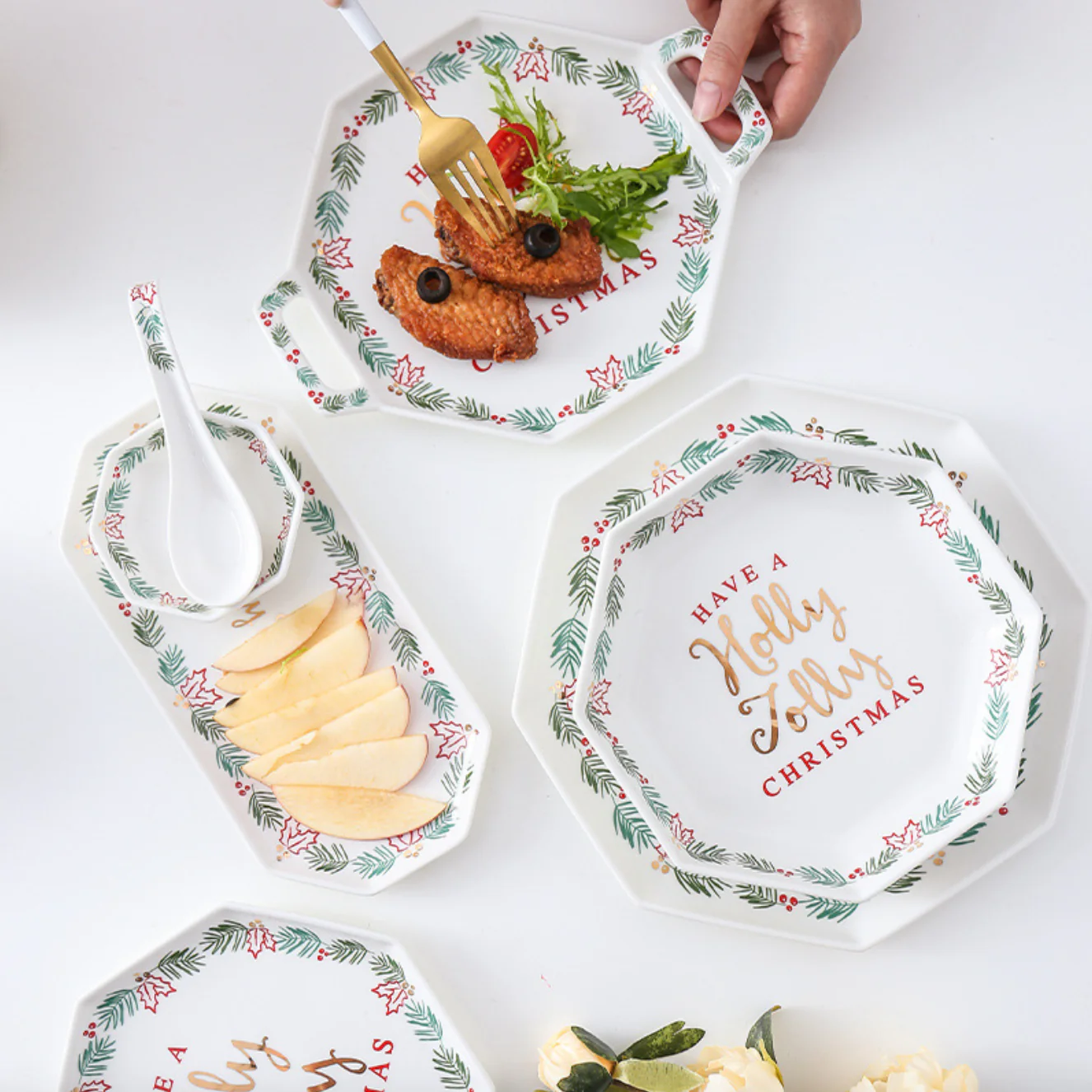 Ceramic Christmas Platter With Handle - Image 5