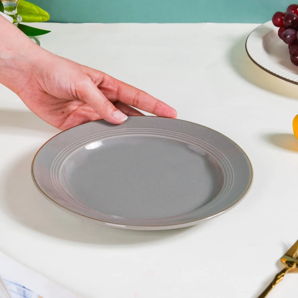 Ceramic Clay Snack Plate Grey 8 Inch - Image 2