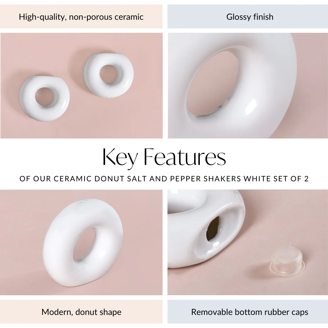 Ceramic Donut Salt And Pepper Shakers White - Image 5