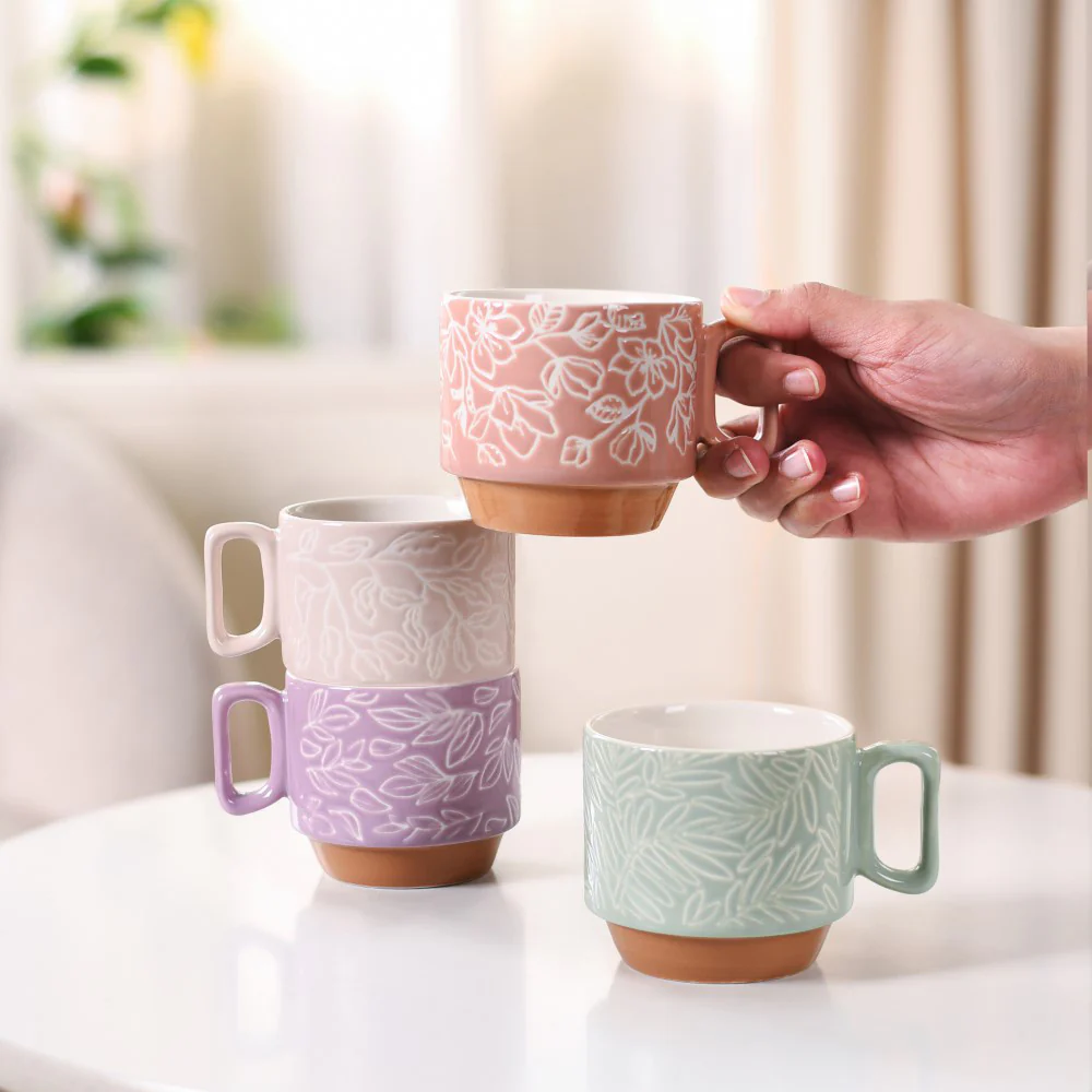 Ceramic Gaia Stackable Coffee Cup Set Of 4 250ml - Image 3
