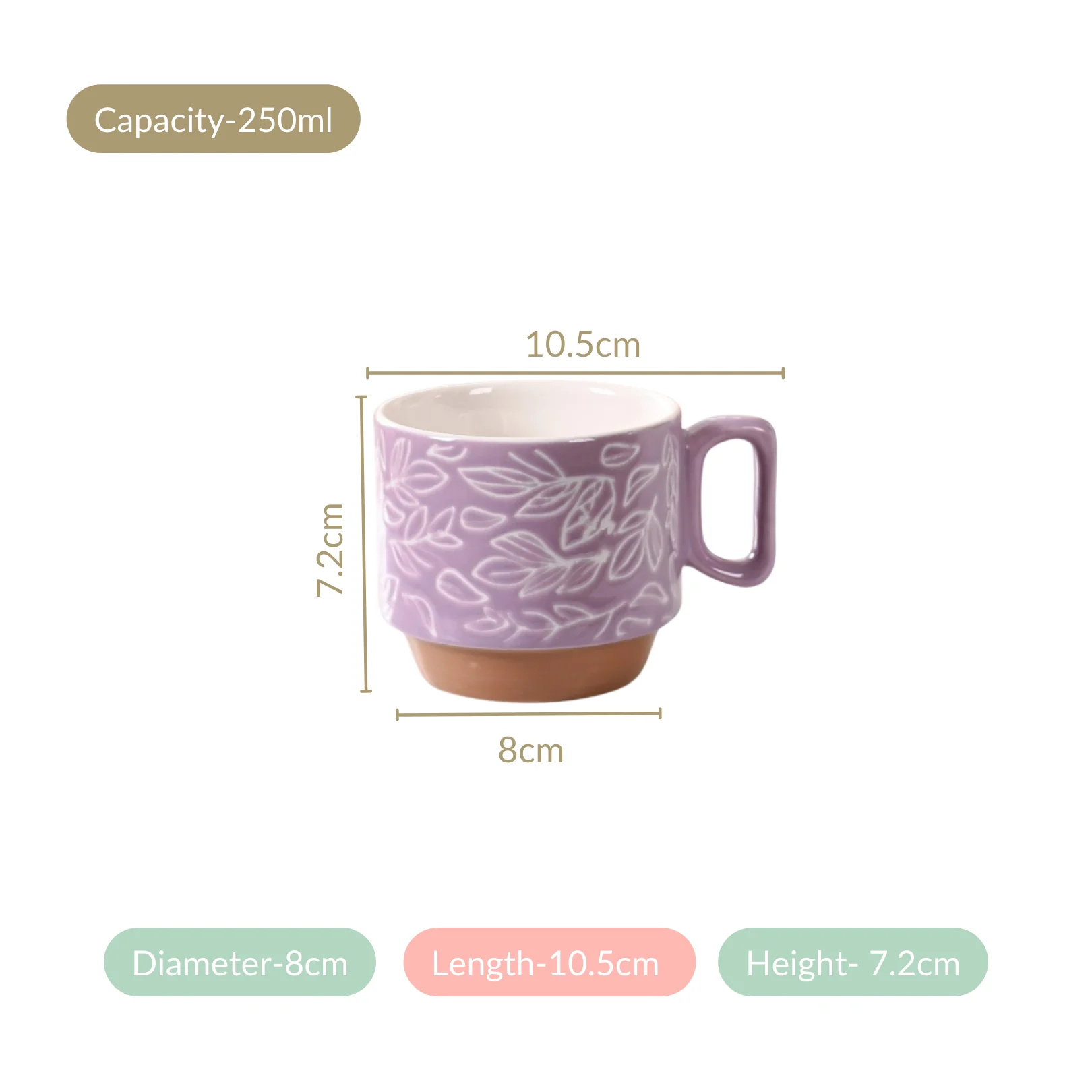 Ceramic Gaia Stackable Coffee Cup Set Of 4 250ml - Image 4