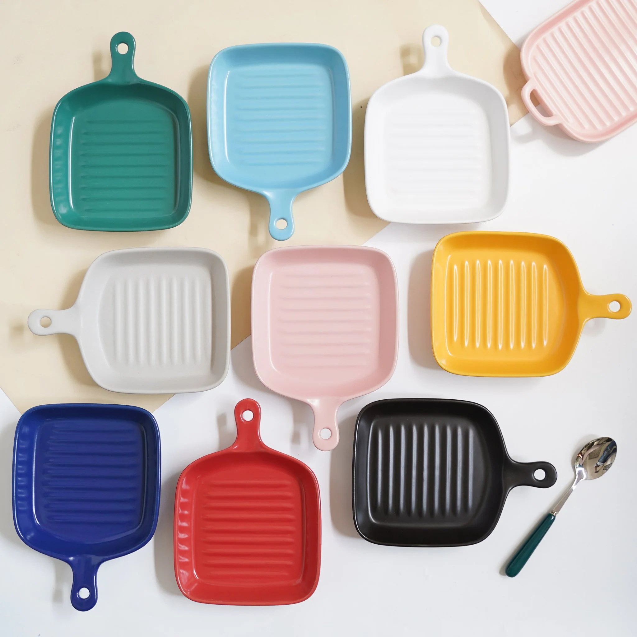 Dark Blue Ceramic Grill Plate - Image 2