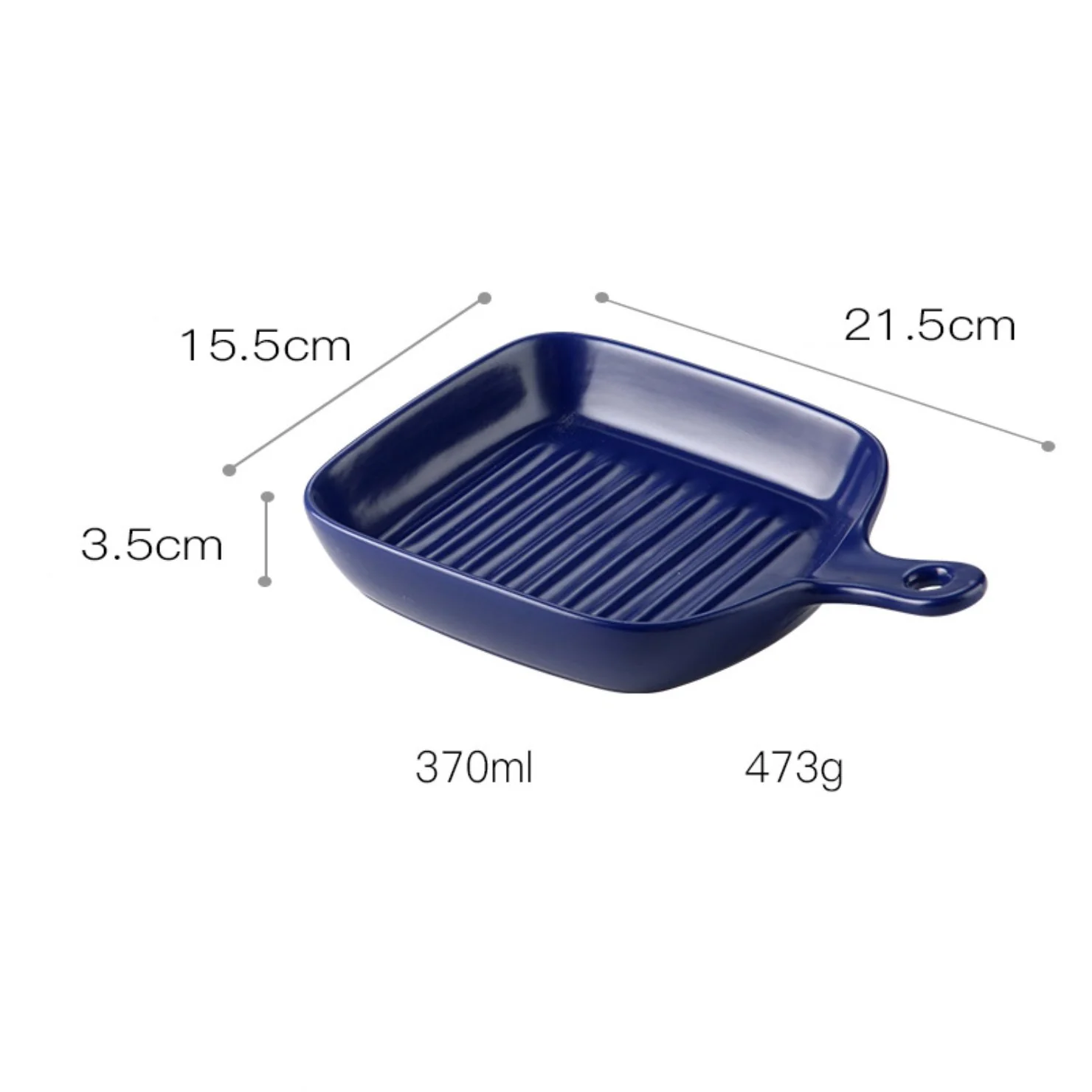 Dark Blue Ceramic Grill Plate - Image 3