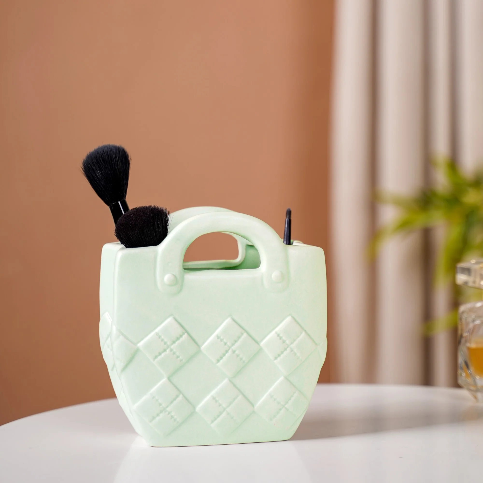 Ceramic Handbag Mini Vase For Home Decoration Mint Green - Image 7