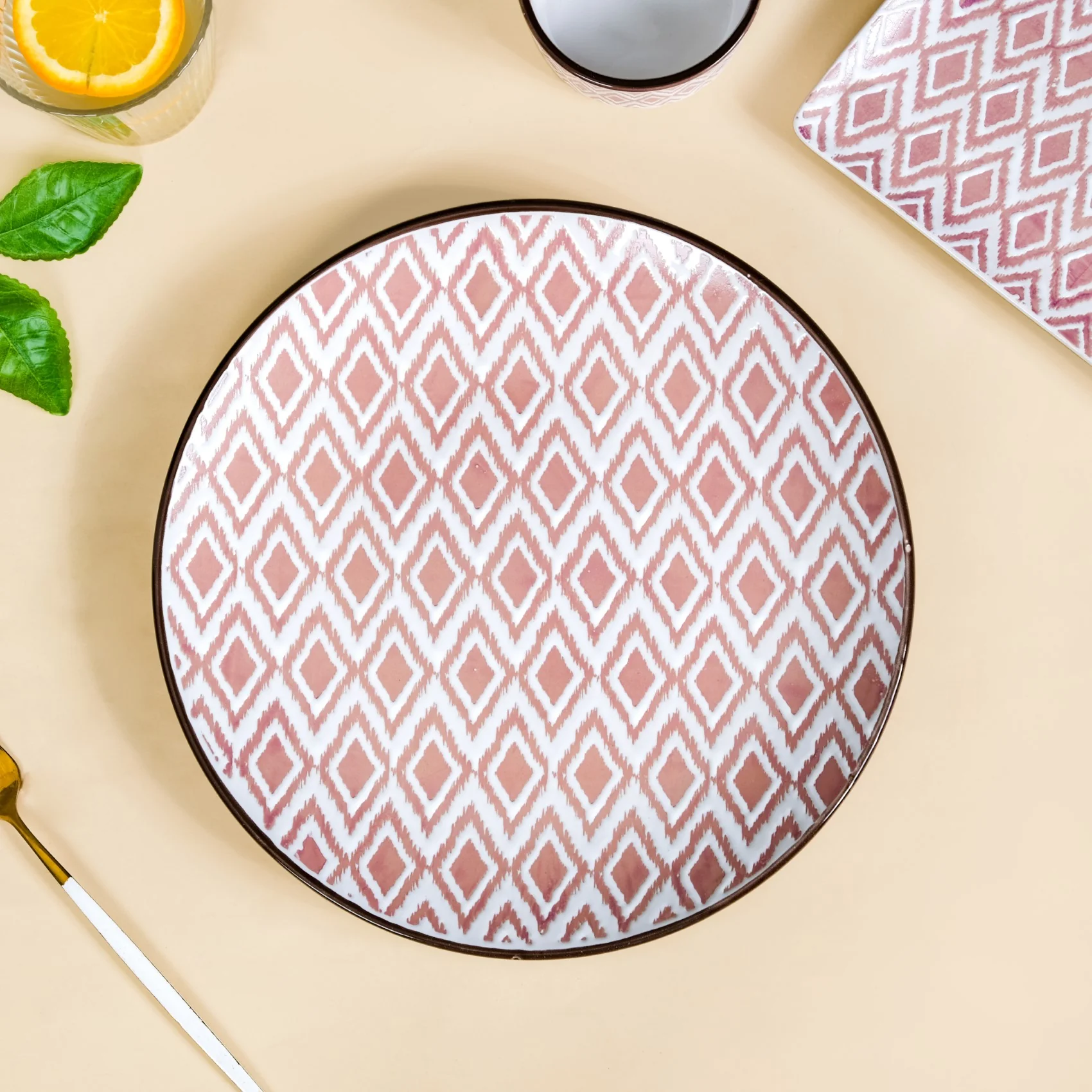 Ceramic Kaleido Dinner Plate Set Of 4 Pink 11 Inch - Image 6