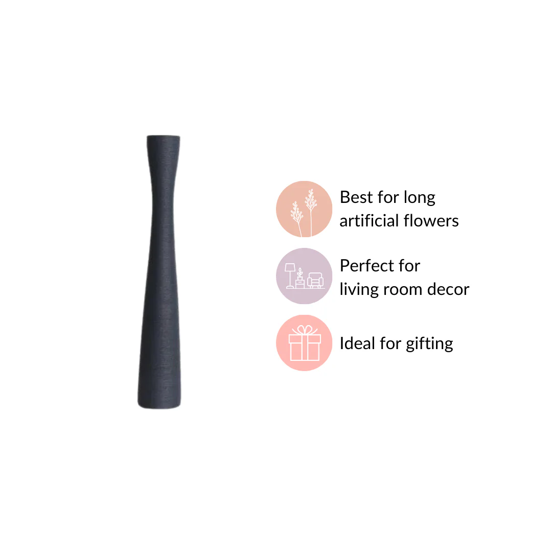 Ceramic Matte Finish Textured Thin Vase - Image 6