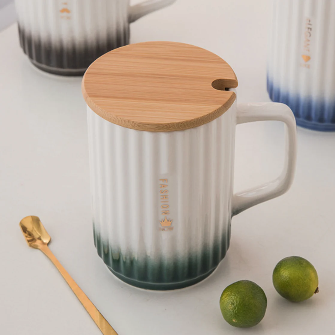 Ceramic Mug with Lid and Spoon - Image 4