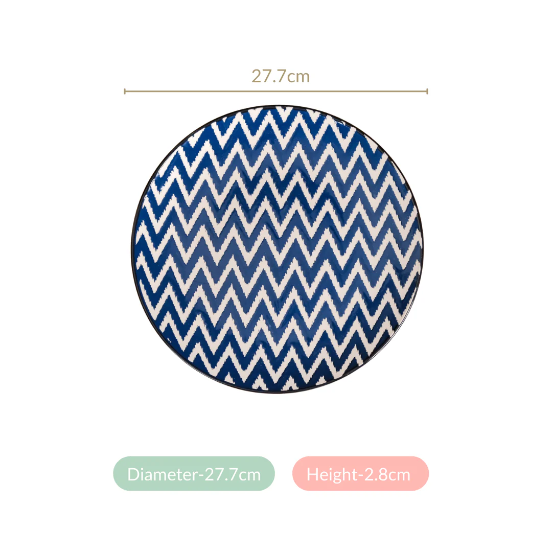Ceramic Oscilla Dinner Plate Set Of 4 Navy 11 Inch - Image 4