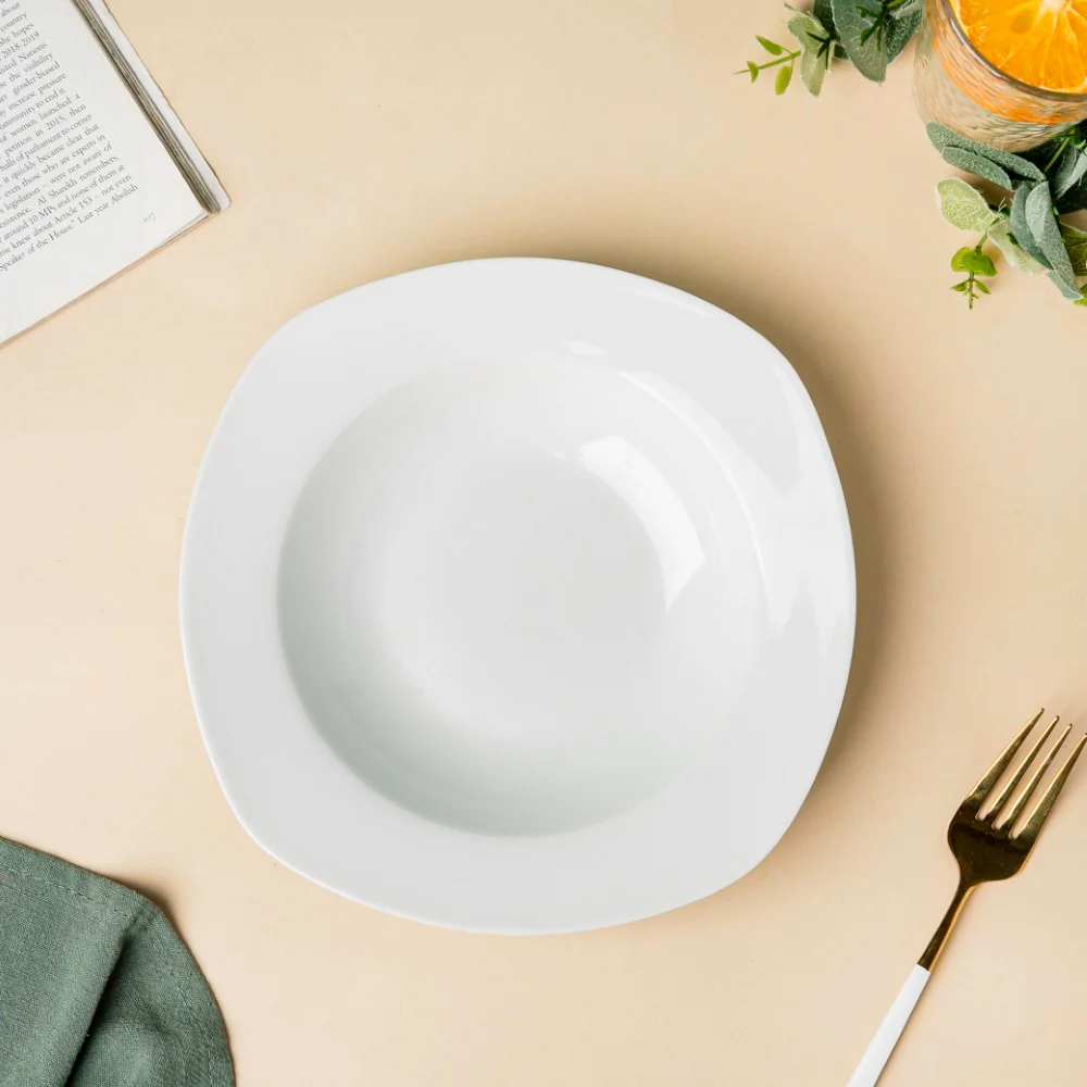 Ceramic Pasta Plate White 8.5 Inch - Image 3