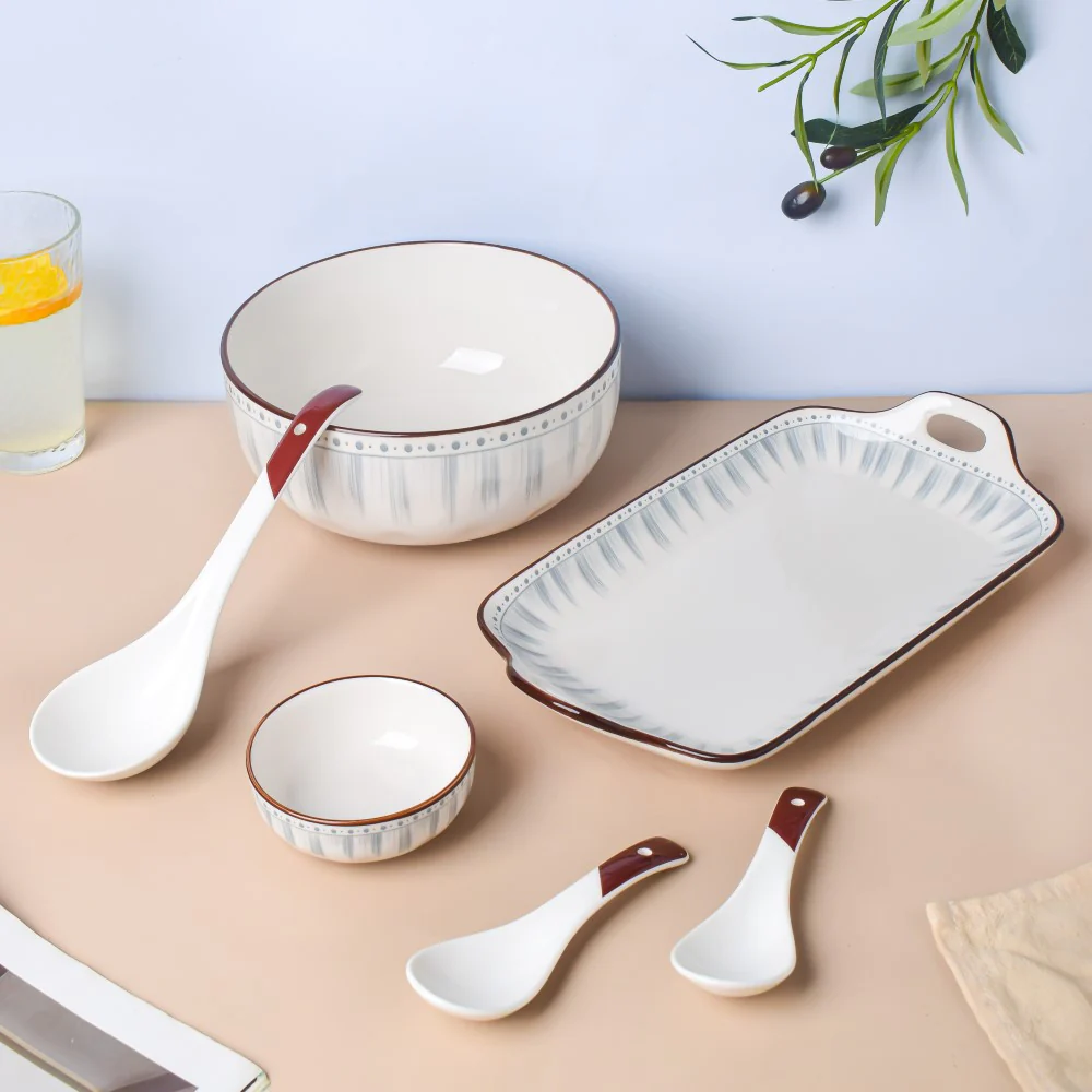 Ceramic Serving Spoon White And Brown - Image 7