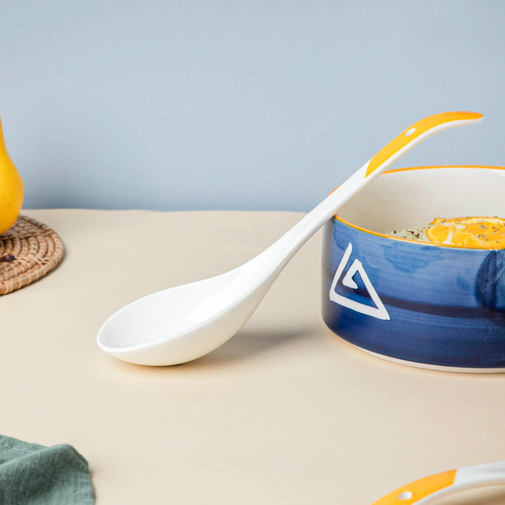 Ceramic Serving Spoon White And Yellow - Image 3