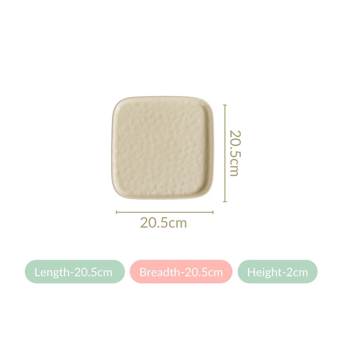 Ceramic Square Snack Plate Vanilla White Set Of 4 8 Inch - Image 6
