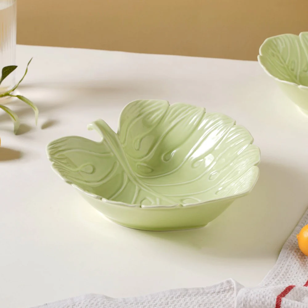 Ceramic Taro Leaf Serving Bowl Light Green 700 ml - Image 5