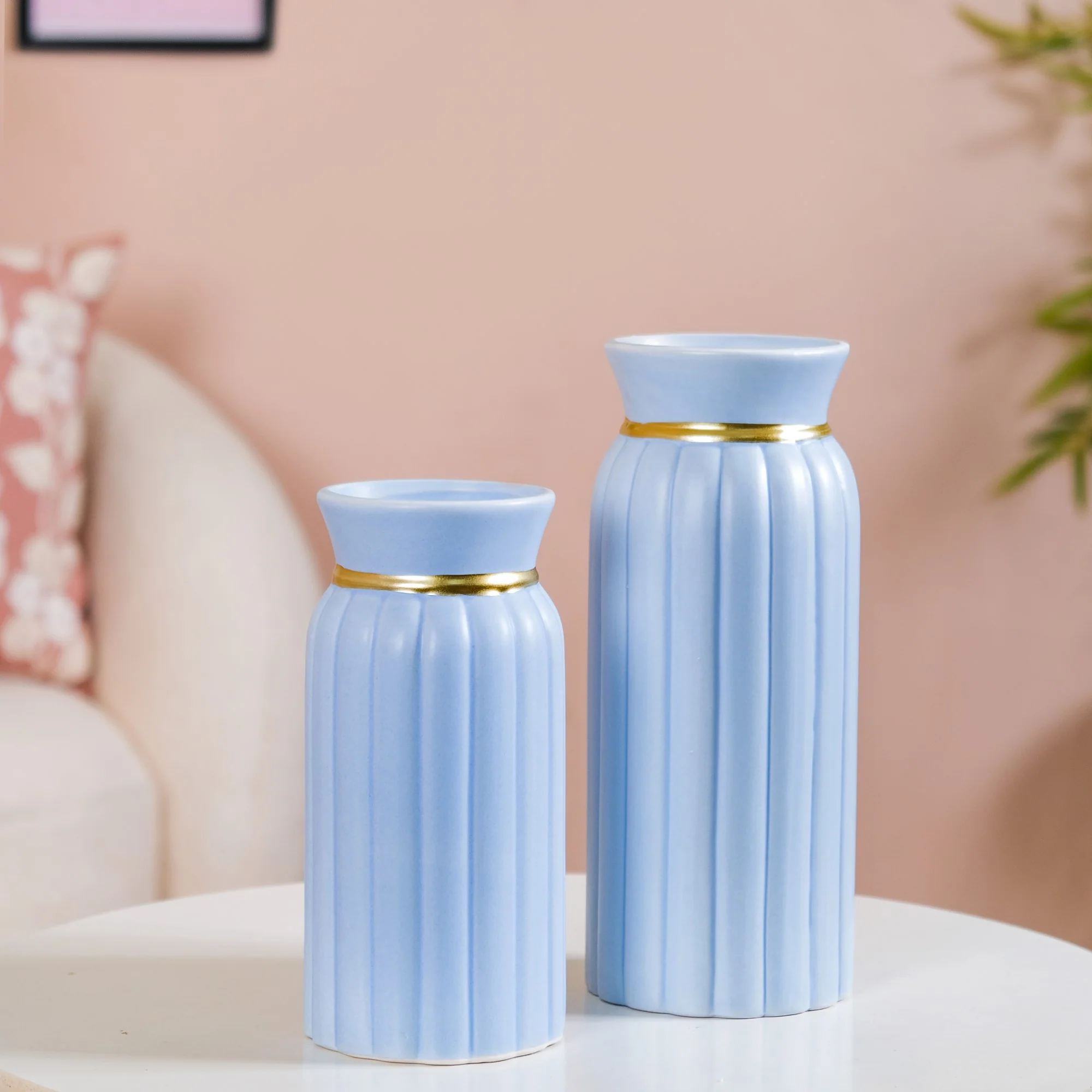 Ceramic Vase Vintage Style Pastel Blue - Image 8