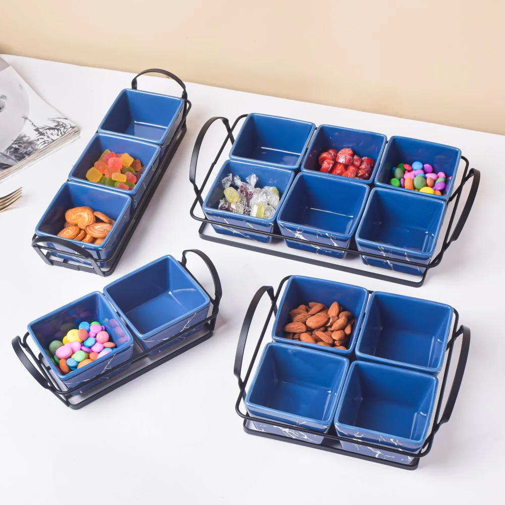 Cerulean Silver Ceramic Bowls Tray Set Of 5 200ml - Image 10