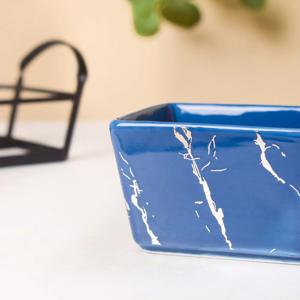 Cerulean Silver Marble Ceramic Bowls Tray Set Of 3 200ml - Image 8
