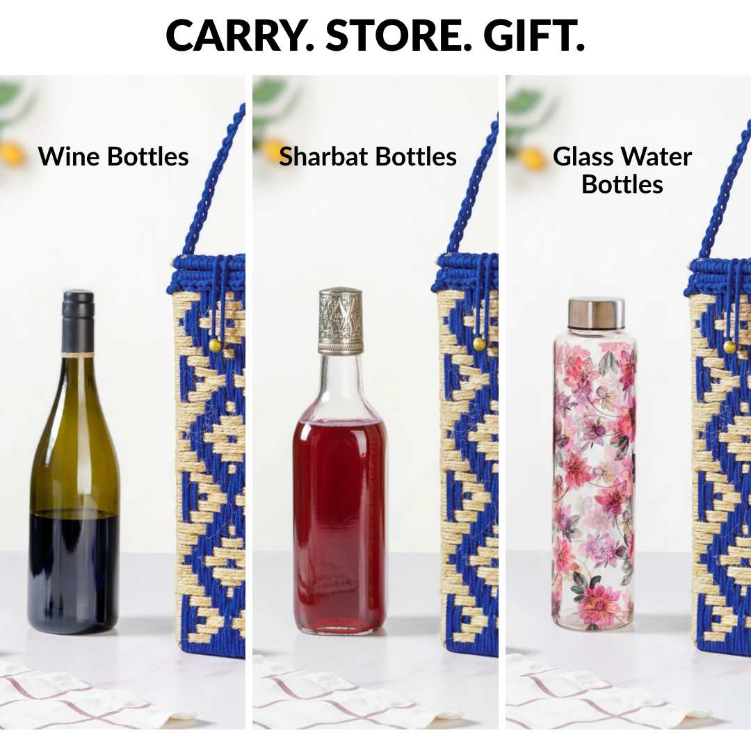 Champagne Bottle Holder Basket Blue - Image 7