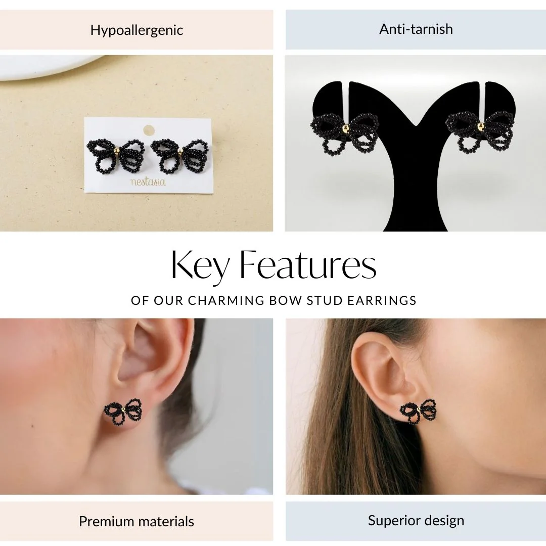 Charming Bow Stud Earrings - Image 4