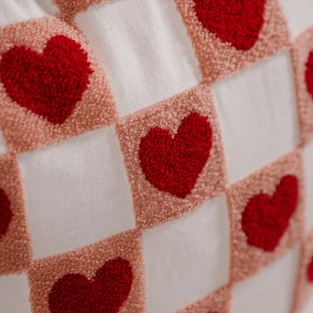Checkerboard Hearts Cushion Cover Set Of 2 Red Pink White 16x16 Inch - Image 10