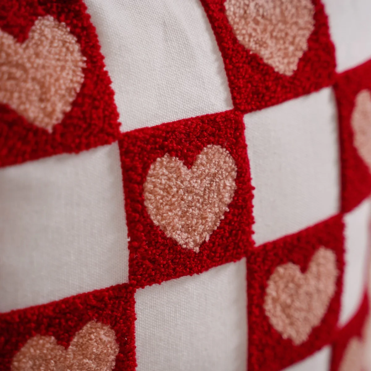Checkerboard Hearts Cushion Cover Set Of 2 Red Pink White 16x16 Inch - Image 11