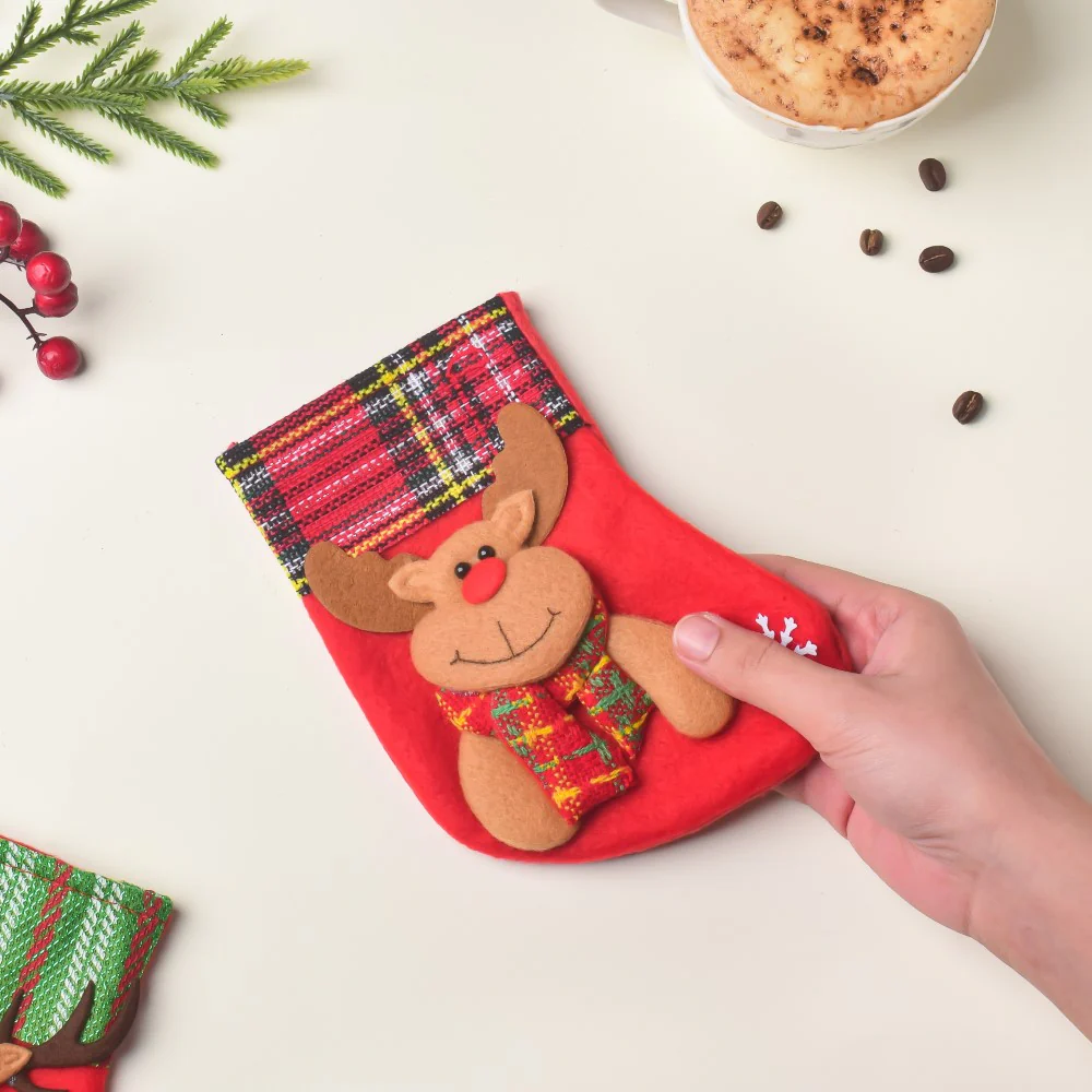 Checkered Red Christmas Stocking For Gifts 6 Inch - Image 2