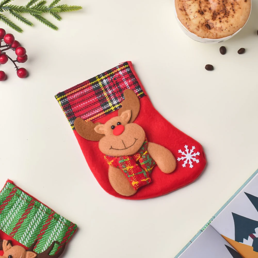 Checkered Red Christmas Stocking For Gifts 6 Inch - Image 3
