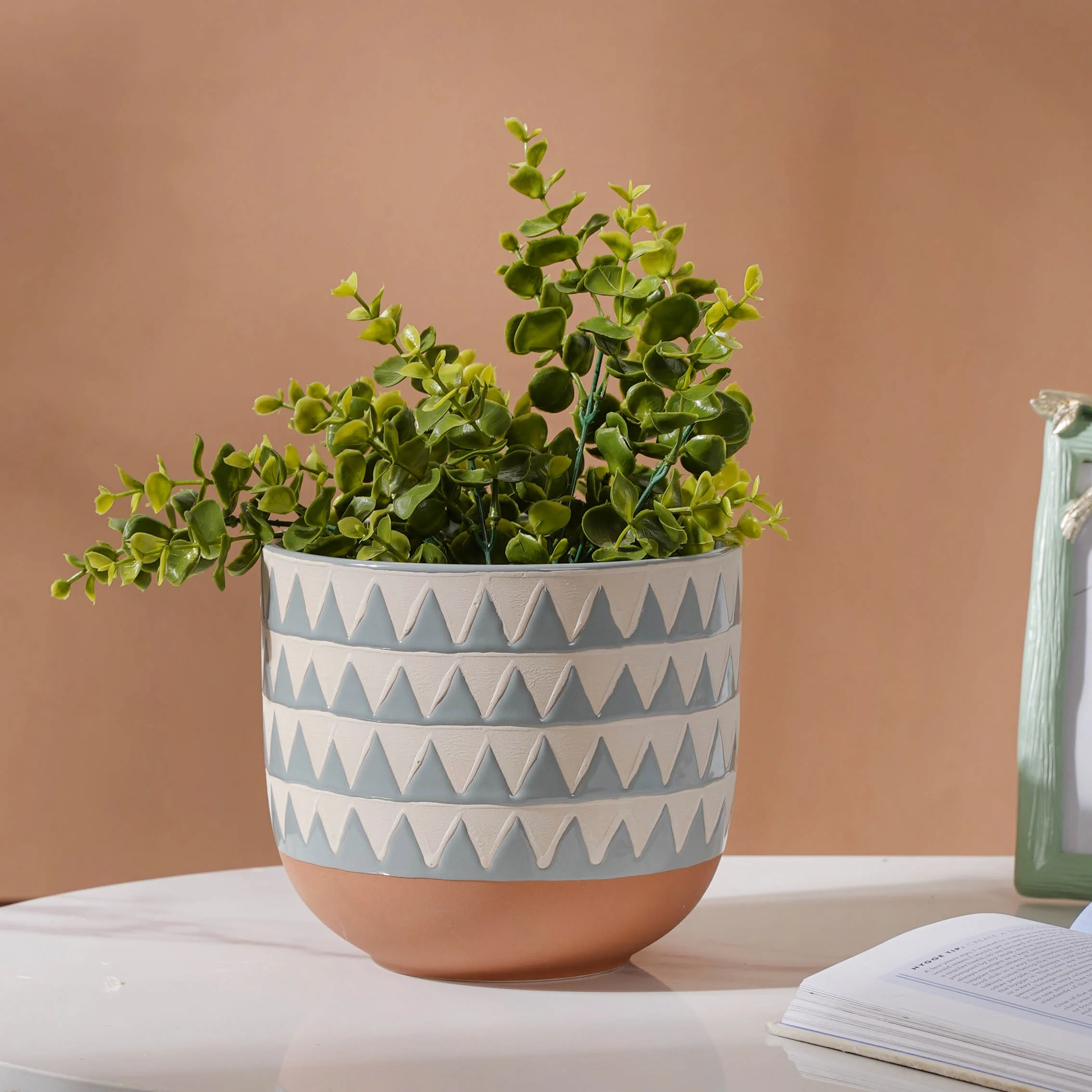 Chevron Blue Vase