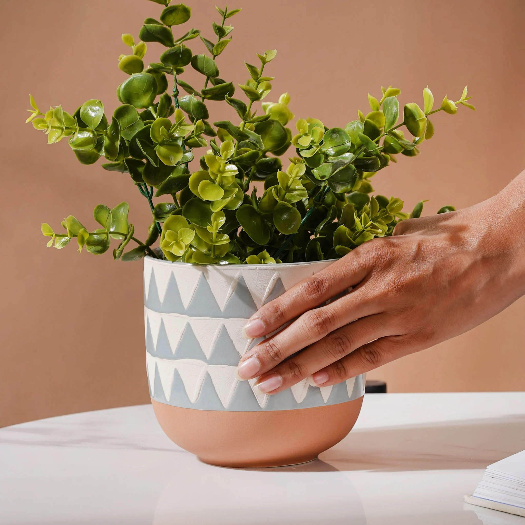 Chevron Pottery Vase - Image 2