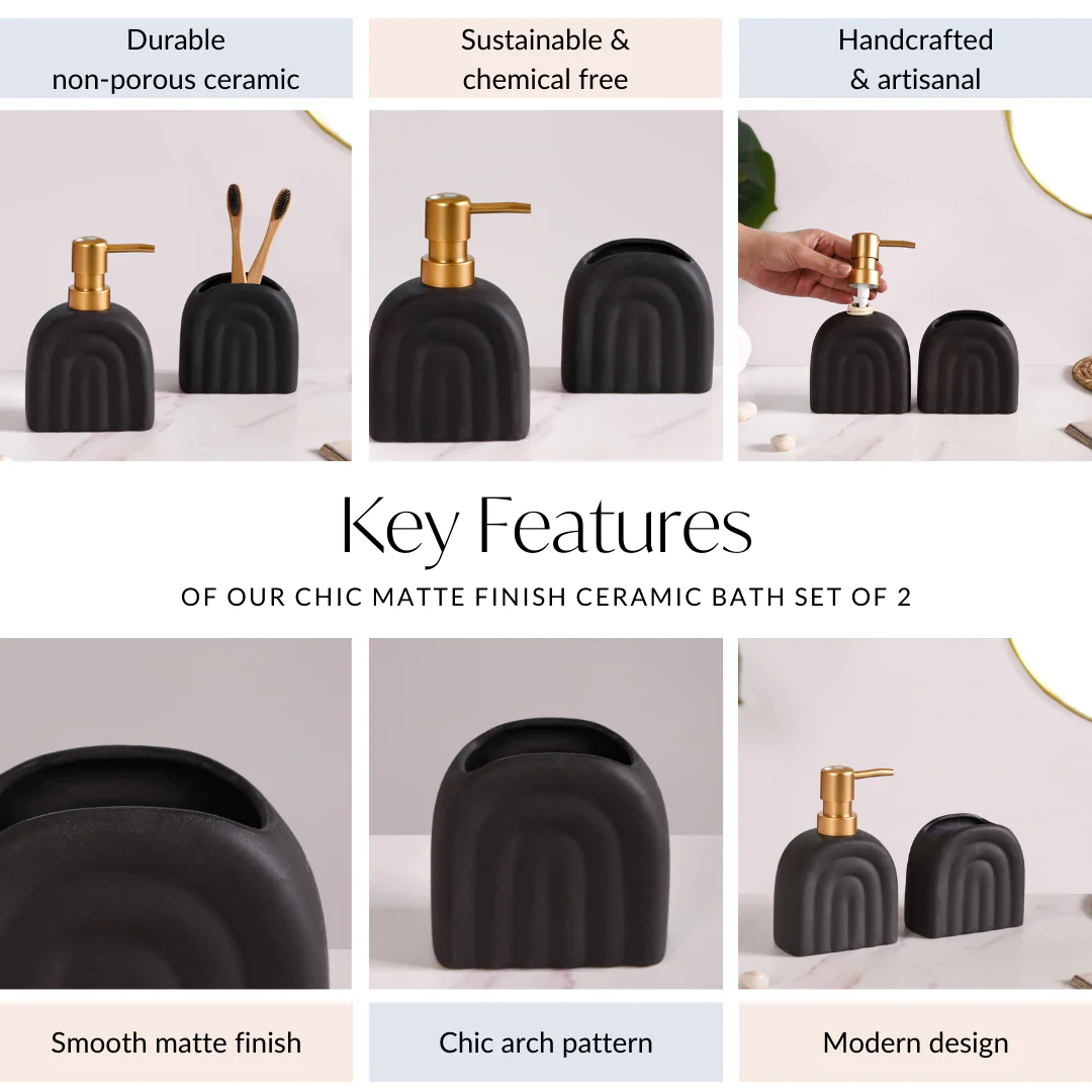 Chic Arches Ceramic Bath Set Of 2 Matte Black - Image 4