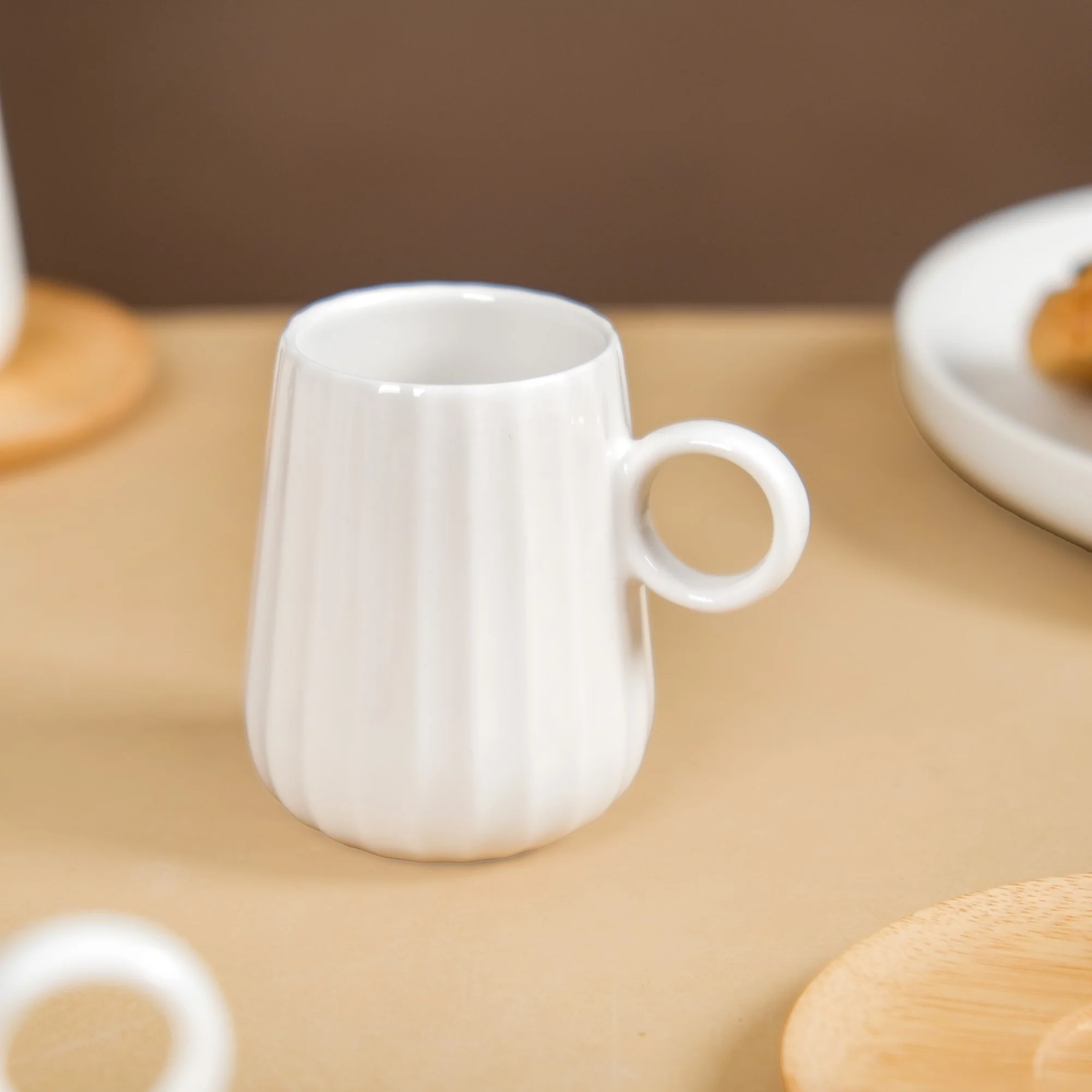 Chic Espresso Coffee Cup And Wooden Saucer Set Of 6 100ml - Image 6