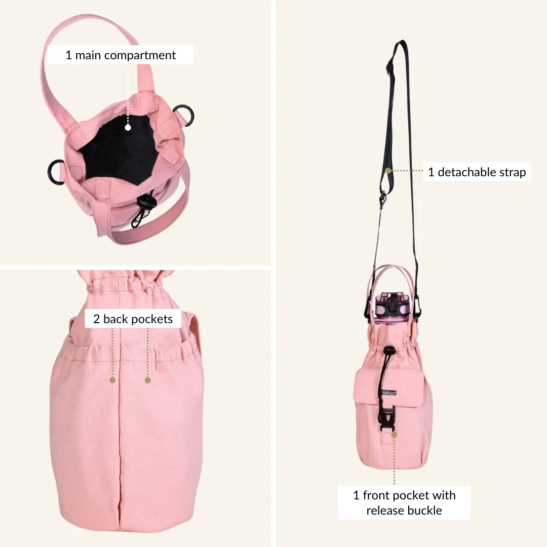 Chic Pink Drawstring Bottle Holder - Image 7