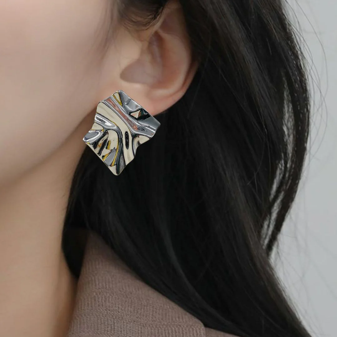 Chisel Stud Earrings Silver - Image 5