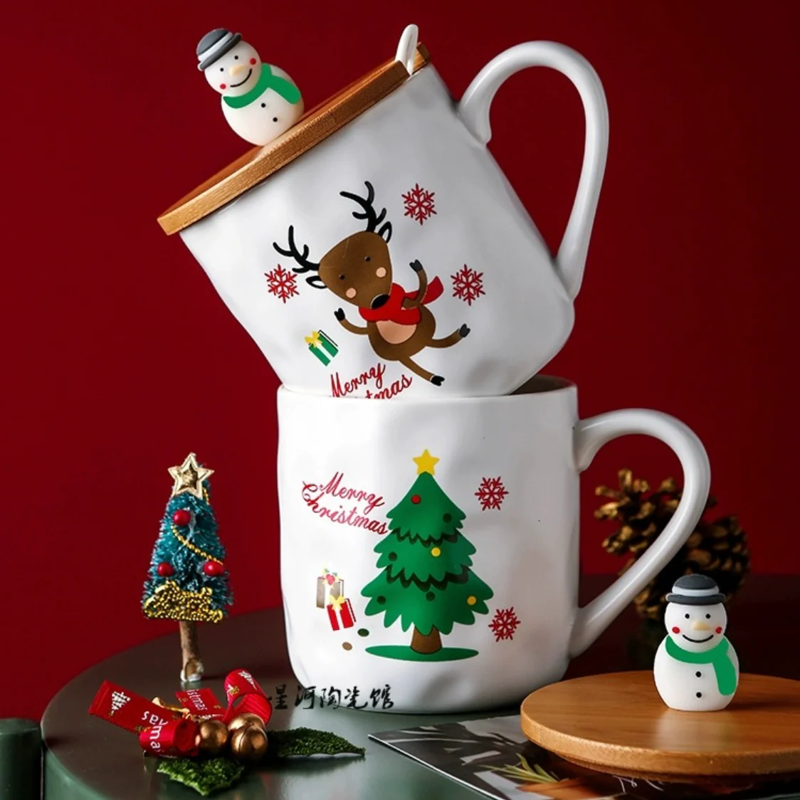 Christmas Cup With Wooden Lid - Image 2
