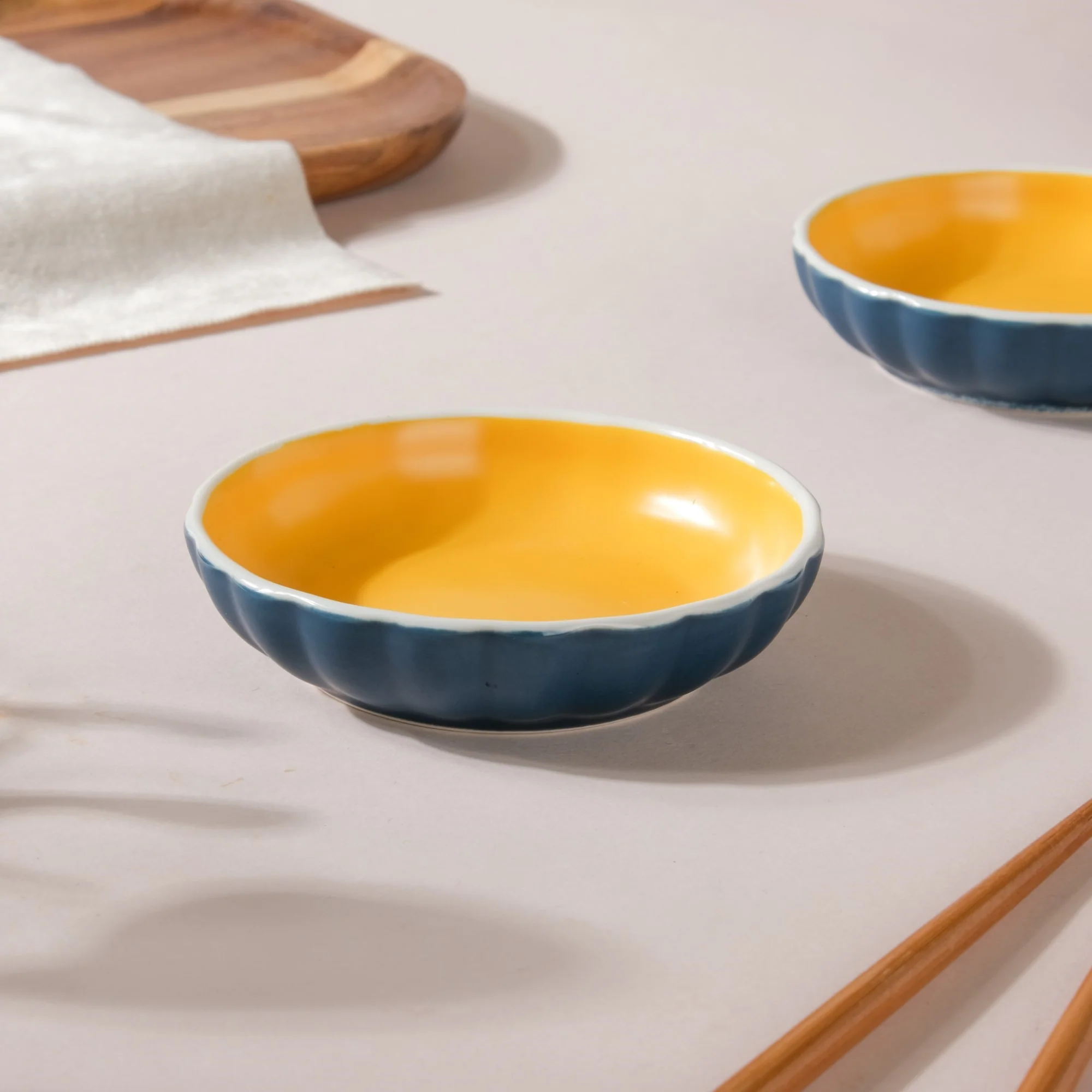 Chrome Ceramic Dessert Plate Blue 4 Inch Set Of 2 - Image 6