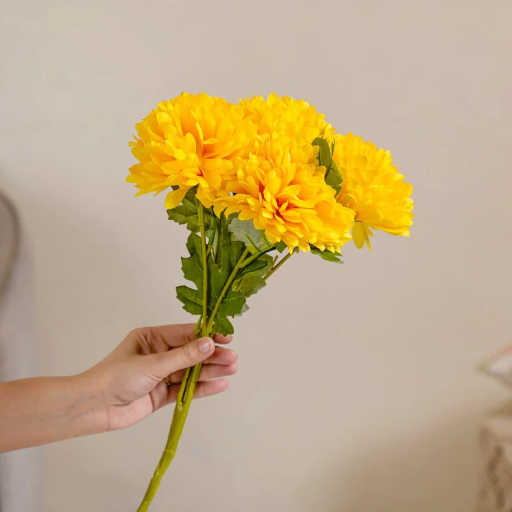 Chrysanthemum Flower Yellow Set Of 5 - Image 2