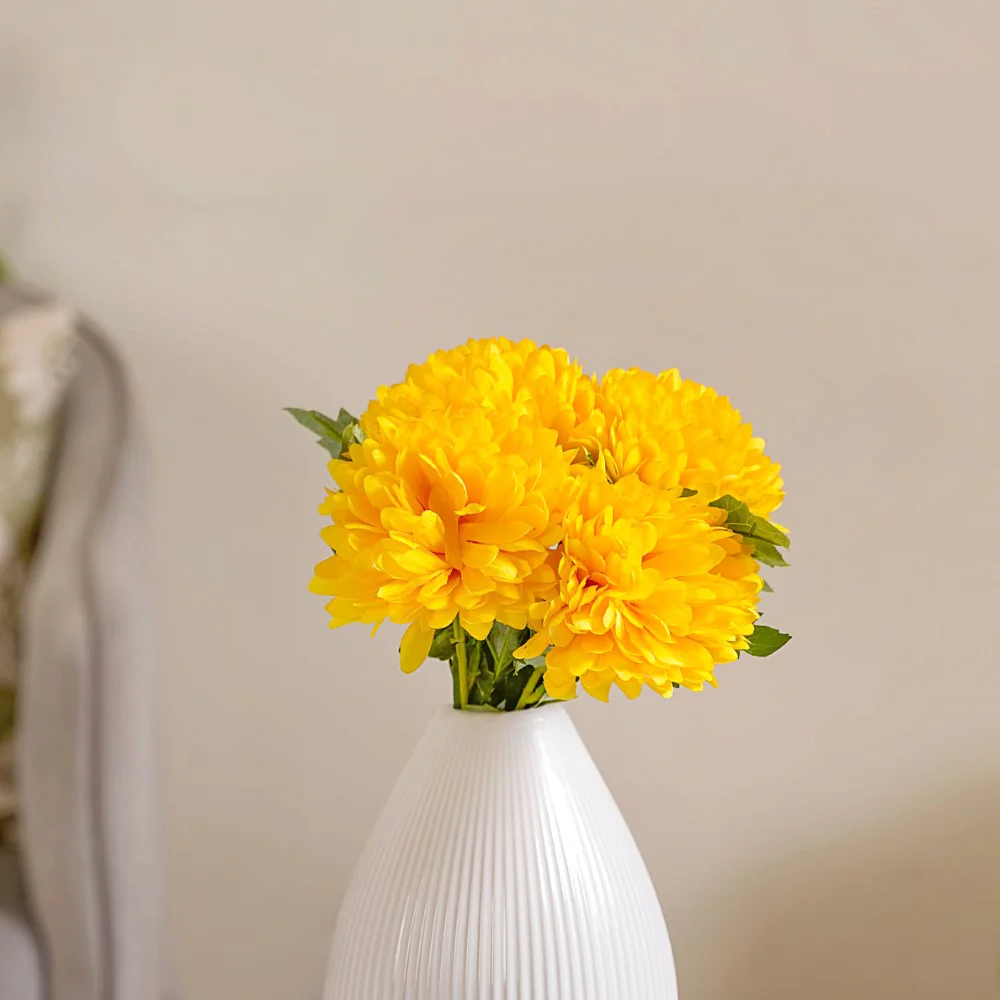 Chrysanthemum Flower Yellow Set Of 5 - Image 3