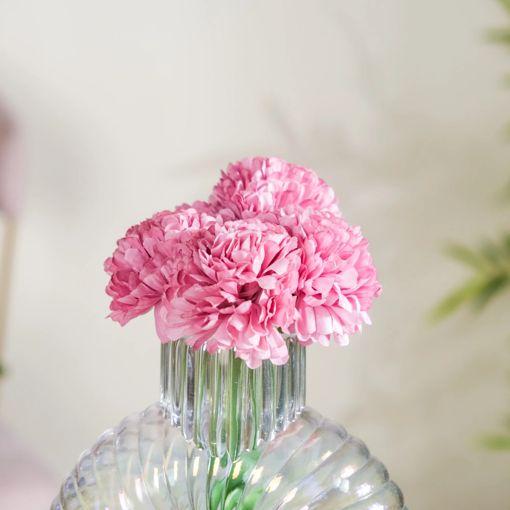 Chrysanthemum Flower Bunch Dark Pink Set Of 5 - Image 3