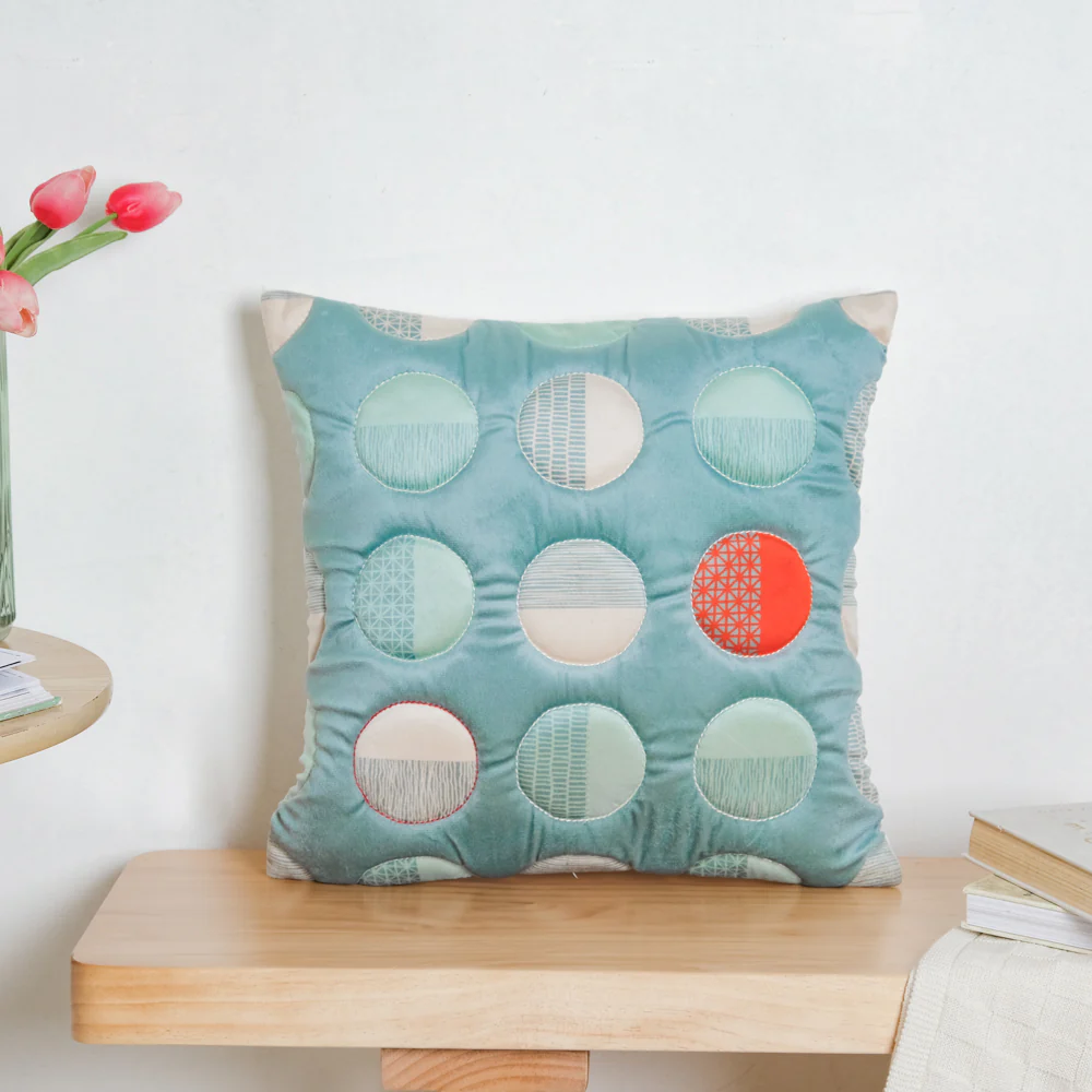 Circle Quilted Velvet Cushion Cover 16 inch - Image 4
