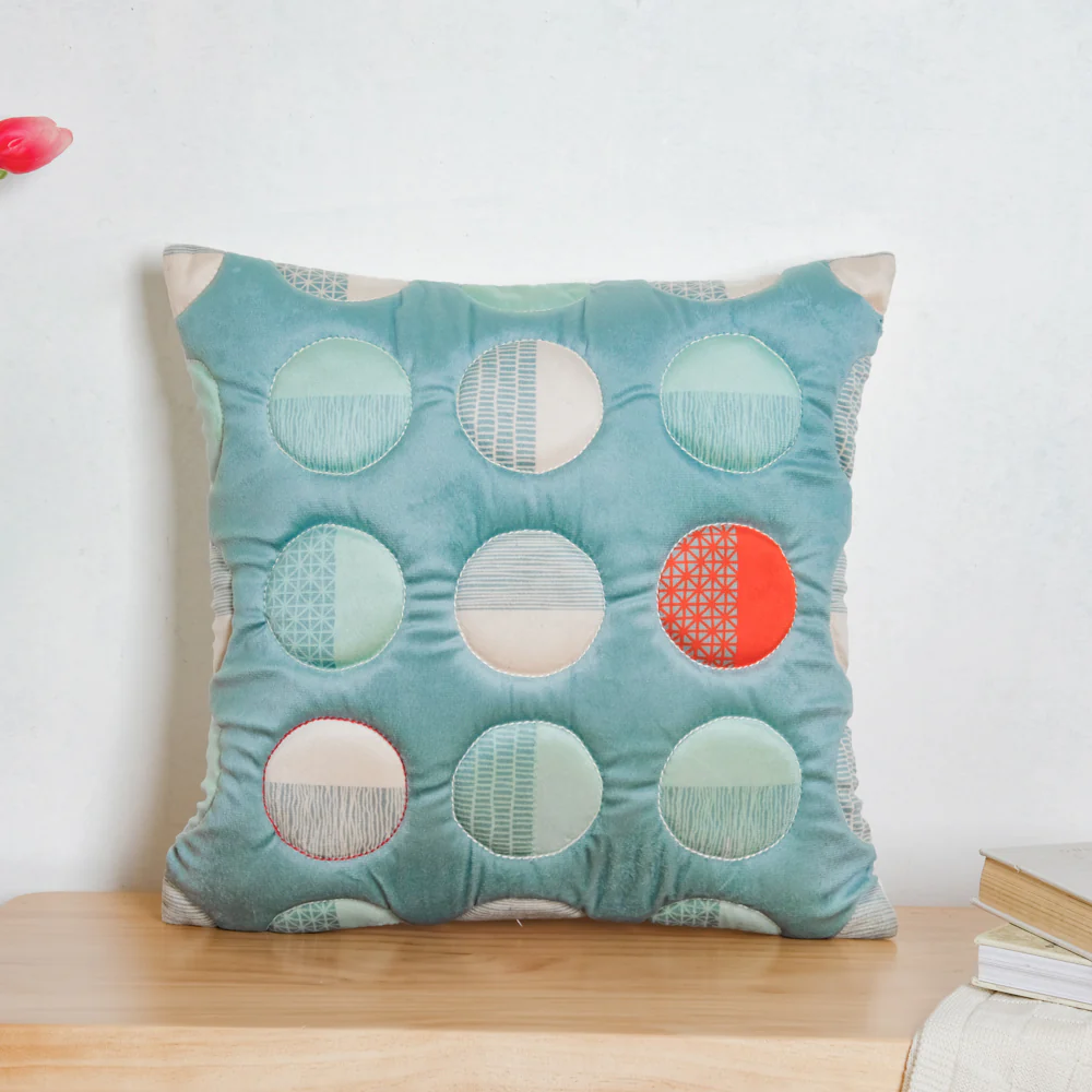 Circle Quilted Velvet Cushion Cover 16 inch - Image 5
