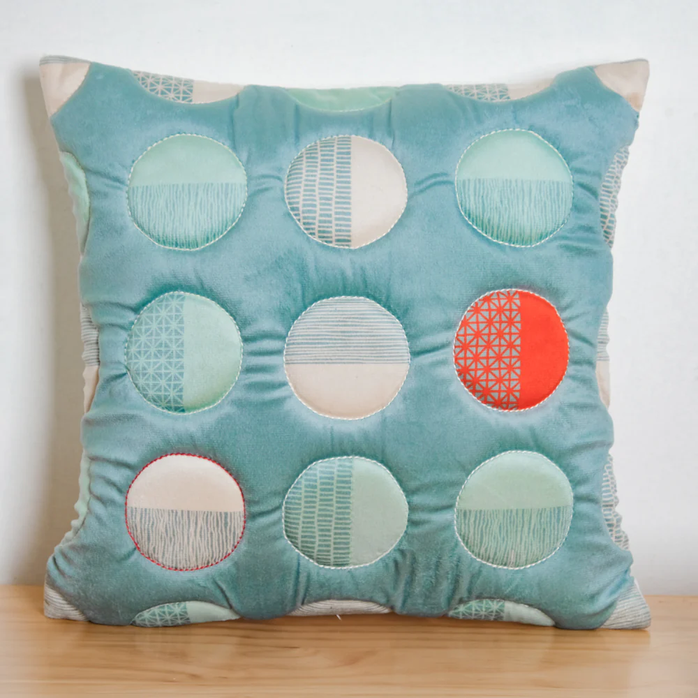 Circle Quilted Velvet Cushion Cover 16 inch - Image 6