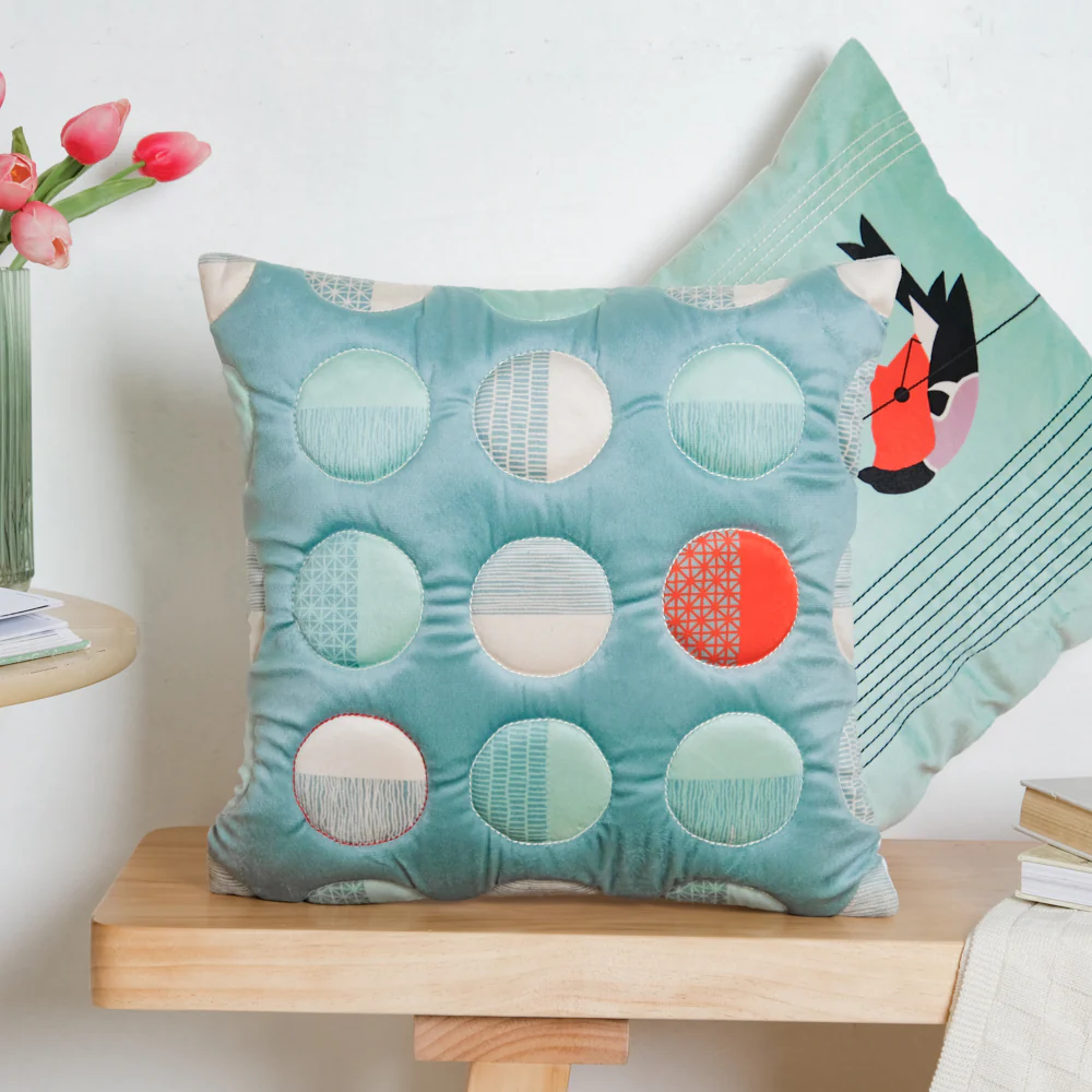 Circle Quilted Velvet Cushion Cover 16 inch - Image 9