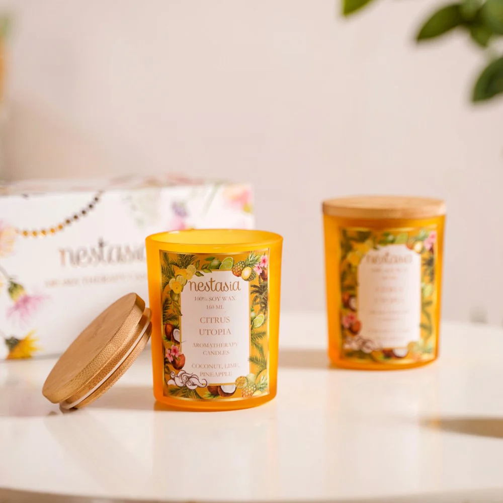 Citrus Scented Candle Jar With Lid Set Of 2 - Image 3
