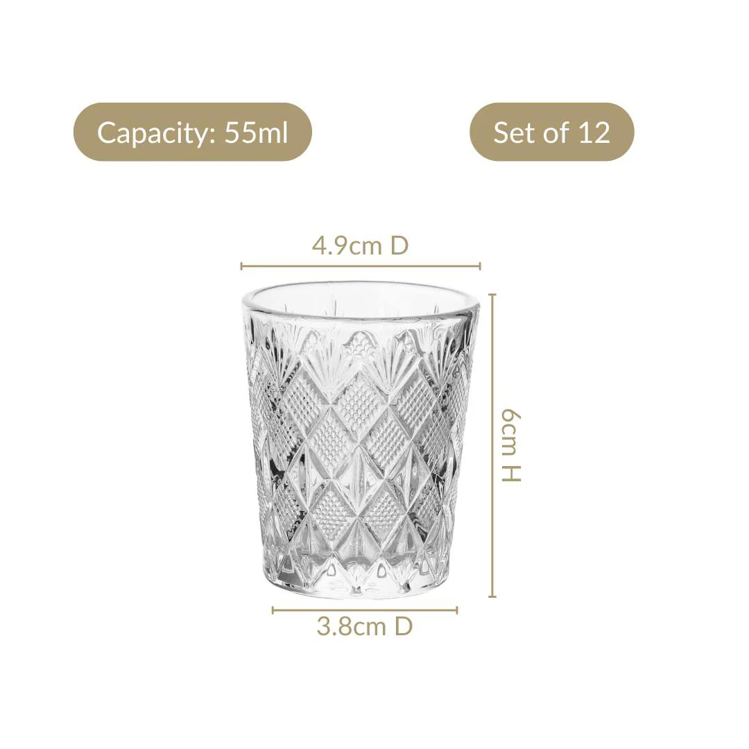 Classic Cut Embossed Shot Glass Set Of 12 55ml - Image 4