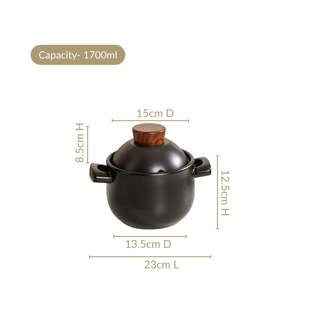 Claymist Chinese Style Ceramic Cooking Pot 1700ml - Image 3