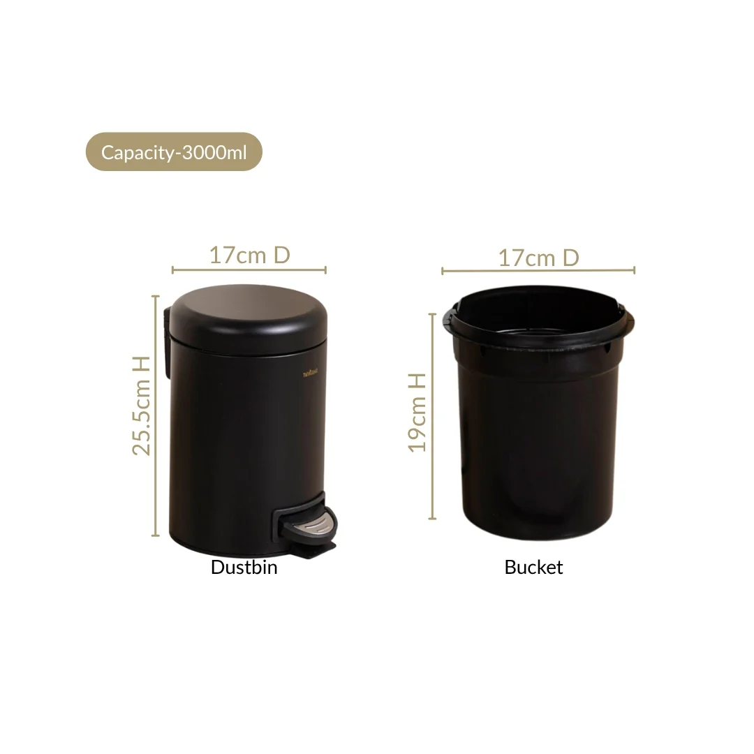 Clean Curve Dustbin With Removable Bucket Black 3000ml - Image 4